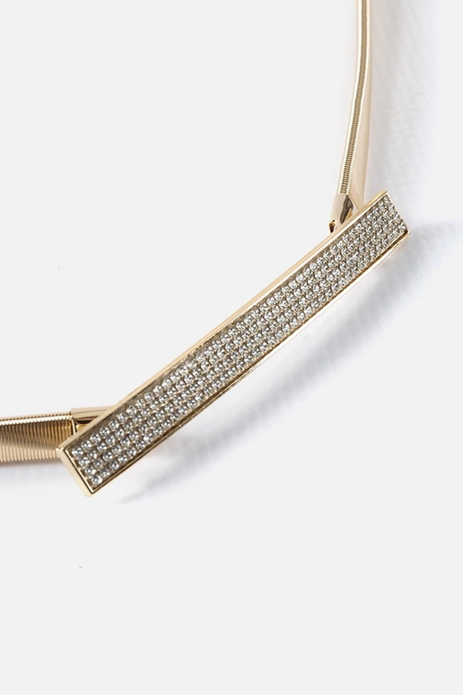 Złoty elastyczny pasek z cyrkoniami...