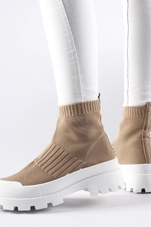 Brązowe sneakersy z elastyczną...