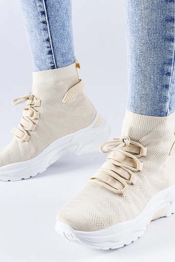 Beżowe wysokie sneakersy... 2
