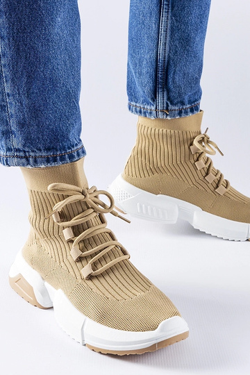 Ciemnobeżowe wysokie sneakersy Sanschagrin