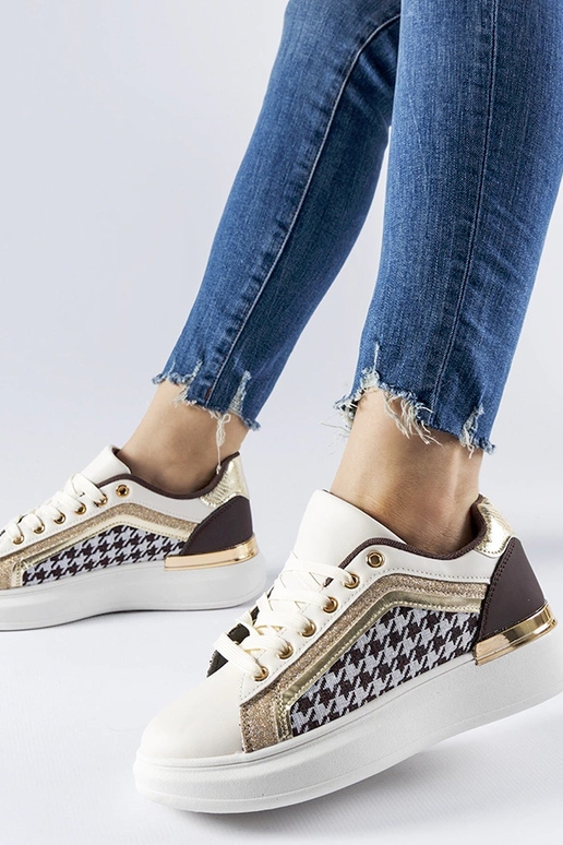 Brązowo-beżowe sneakersy z brokatem... Brązowo-beżowe sneakersy z brokatem...