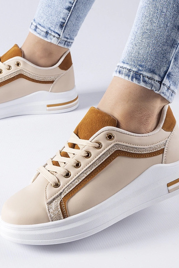 Beżowe sneakersy na...