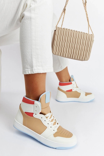 Biało-beżowe sneakersy za kostkę Eagan