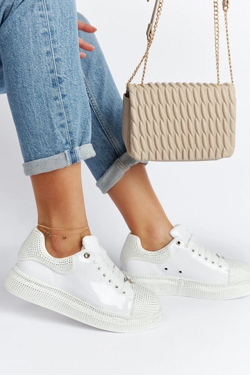 Białe sneakersy z cyrkoniami GOE NN2N4011