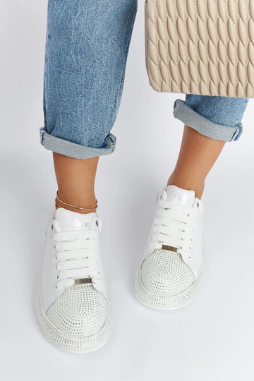 Białe sneakersy z cyrkoniami GOE NN2N4011 2