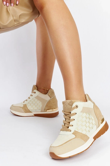 Beżowe sneakersy na koturnie Chestnut 2