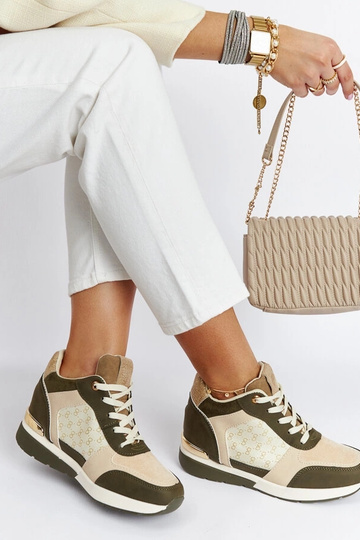 Zielone sneakersy na koturnie Chestnut