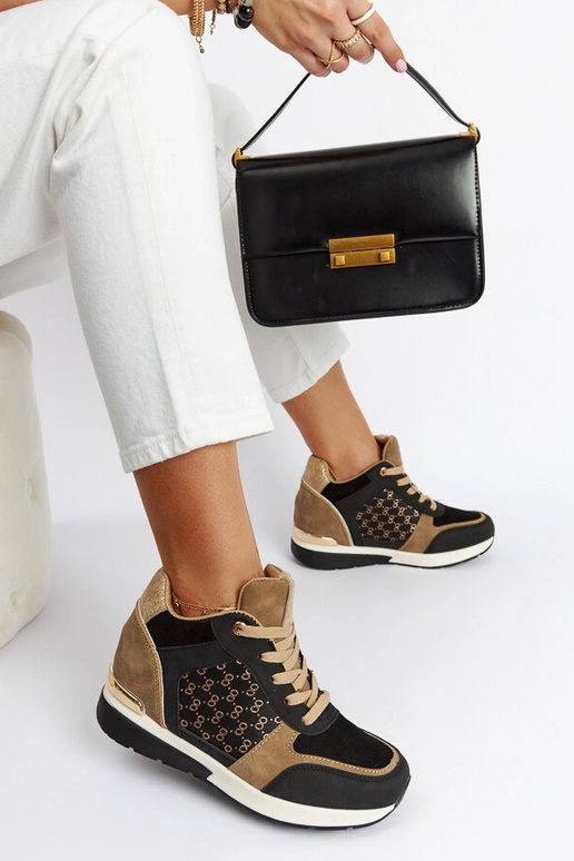 Czarne sneakersy na koturnie Chestnut