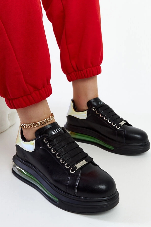 Czarne sneakersy na platformie GOE... Czarne sneakersy na platformie GOE...