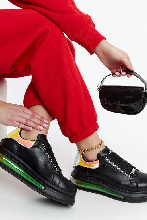 Czarne sneakersy na platformie GOE... Czarne sneakersy na platformie GOE...