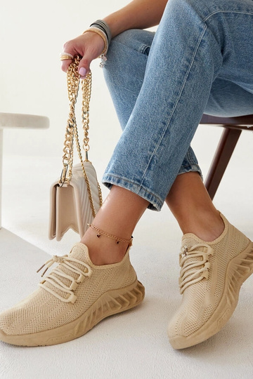 Beżowe materiałowe sneakersy Weekley
