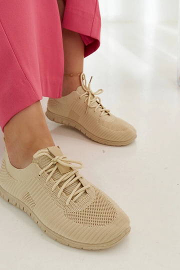 Beżowe materiałowe sneakersy Erminio