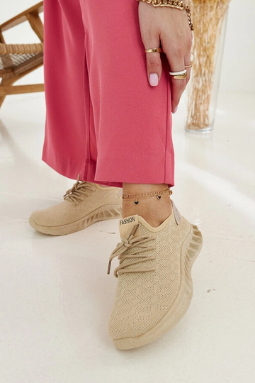 Beżowe materiałowe sneakersy Mira
