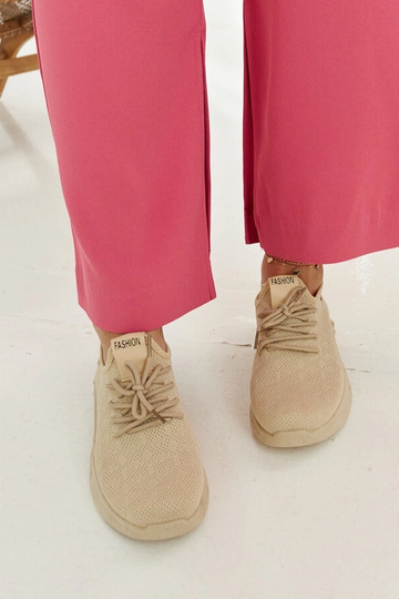 Beżowe materiałowe sneakersy Mira 2