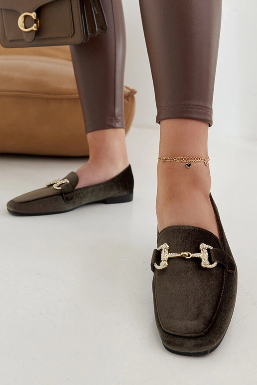 Zielone welurowe mokasyny z... Zielone welurowe mokasyny z...