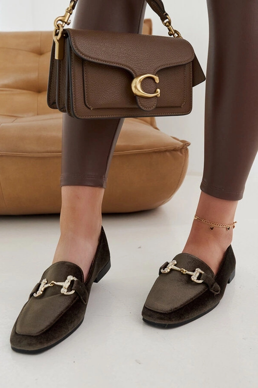 Zielone welurowe mokasyny z... Zielone welurowe mokasyny z...