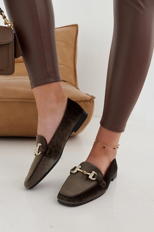 Zielone welurowe mokasyny z... Zielone welurowe mokasyny z...