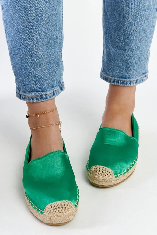 Zielone espadryle z połyskiem na... Zielone espadryle z połyskiem na...