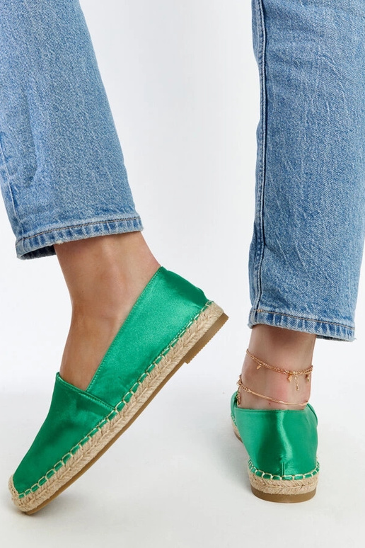 Zielone espadryle z połyskiem na... Zielone espadryle z połyskiem na...