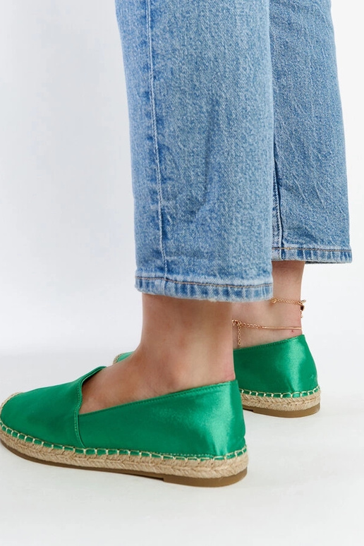 Zielone espadryle z połyskiem na... Zielone espadryle z połyskiem na...