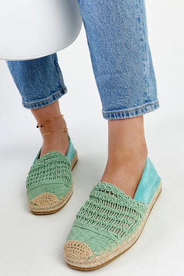 Miętowe ażurowe espadryle... 2
