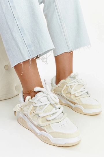 Beżowe sneakersy z materiałowymi wstawkami Melilot
