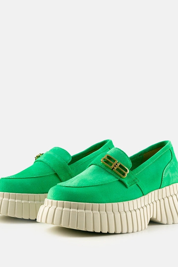 Zielone zamszowe półbuty... 2