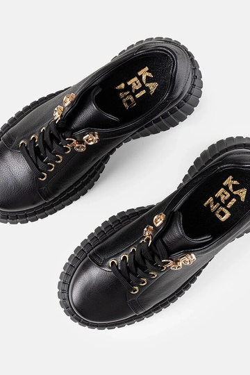 Czarne skórzane sneakersy na platformie Karino 2