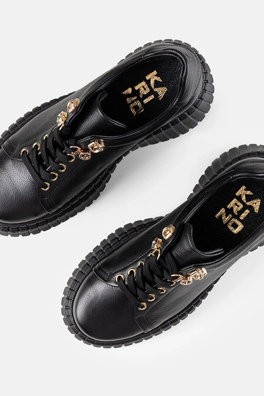 Czarne skórzane sneakersy na...