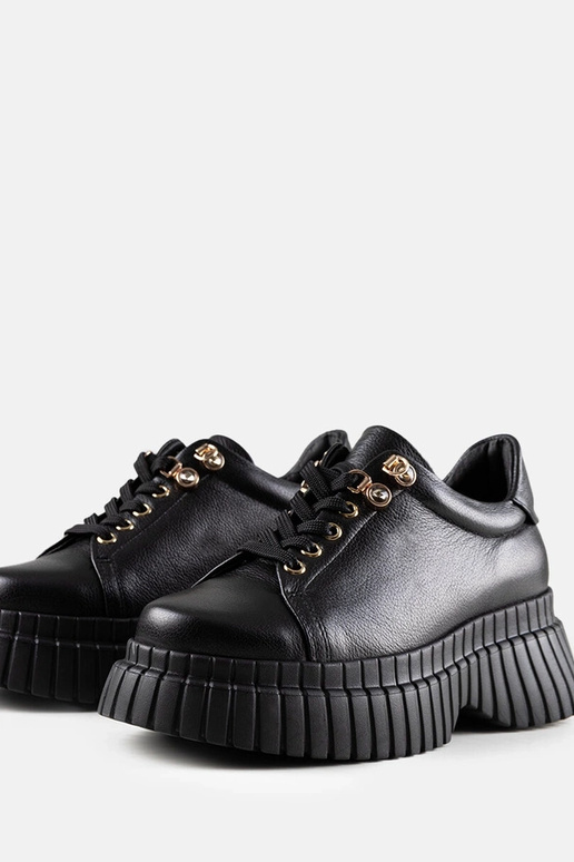 Czarne skórzane sneakersy na...