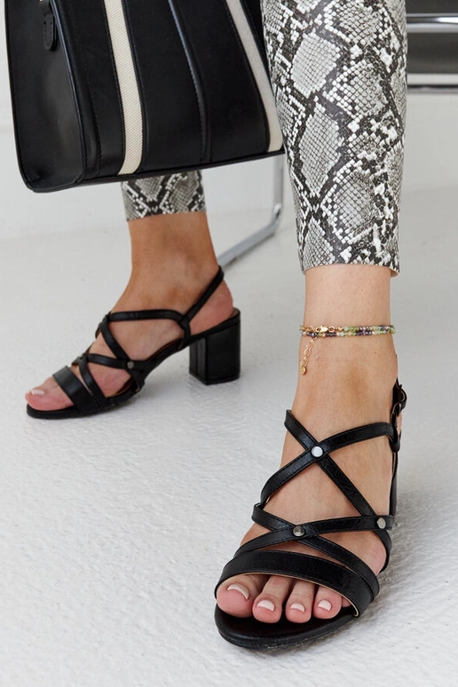 Black sandals on a block heel Millo