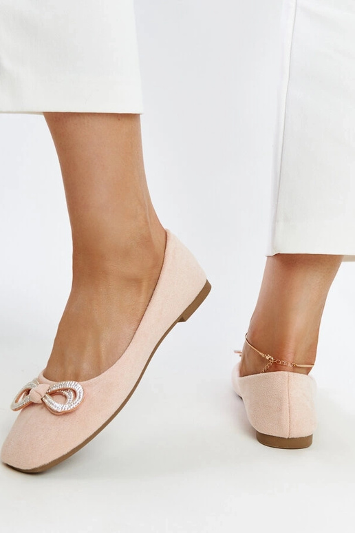 Jasnoróżowe balerinki z kokardką Gaillou