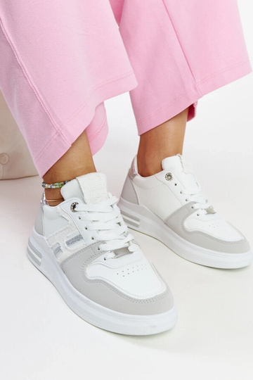 Biało-szare sneakersy na...