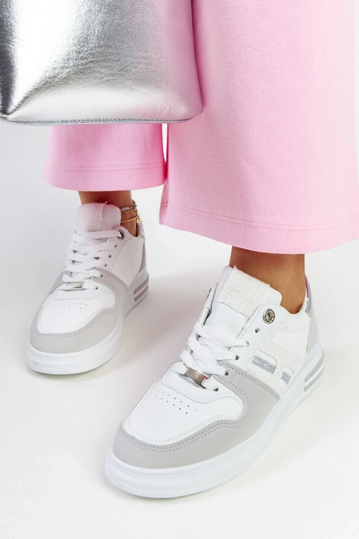 Biało-szare sneakersy na platformie...
