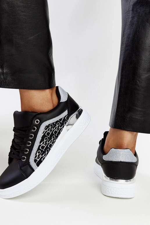 Czarne sneakersy na platformie z...
