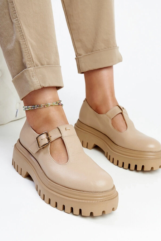 Ciemnobeżowe skórzane półbuty Karino