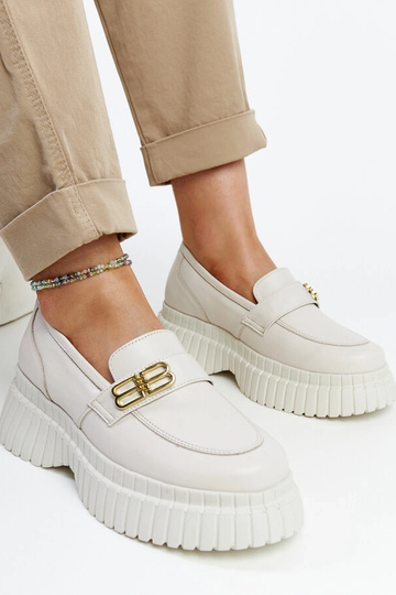 Jasnobeżowe skórzane...