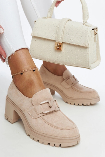 Beige high heel pumps Unos 2