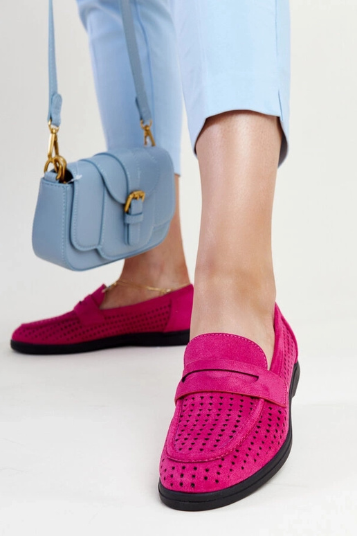 Ciemnoróżowe mokasyny zamszowe Vinceza