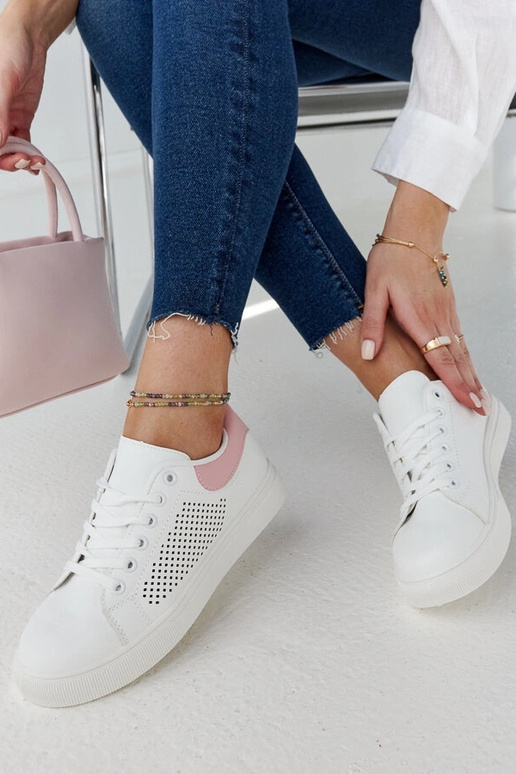 Biało-różowe ażurowe sneakersy Semhar