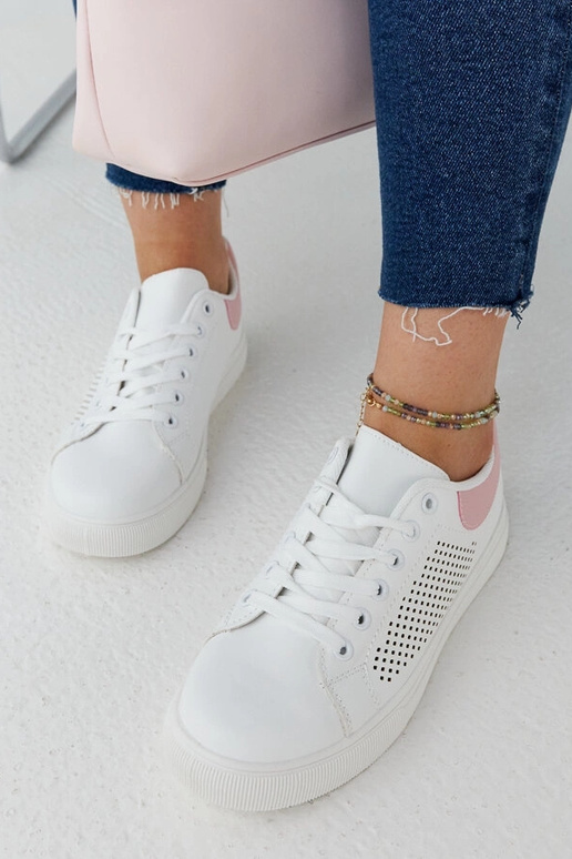 Biało-różowe ażurowe sneakersy Semhar