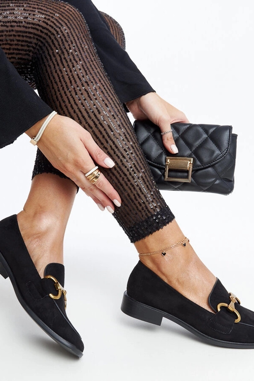 Czarne mokasyny z klamerką Gibarti