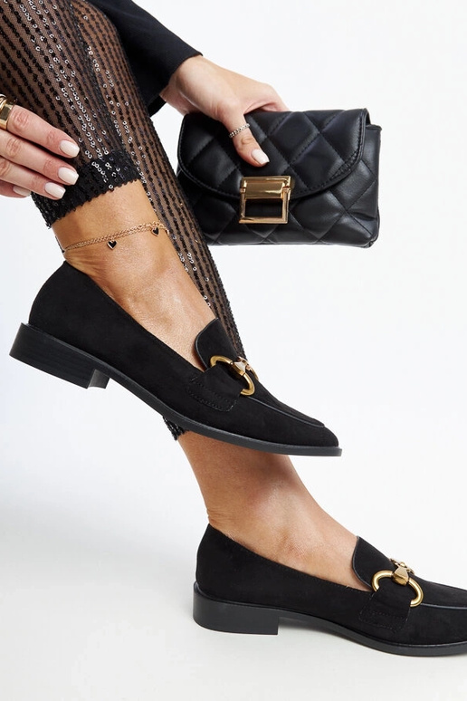 Czarne mokasyny z klamerką Gibarti