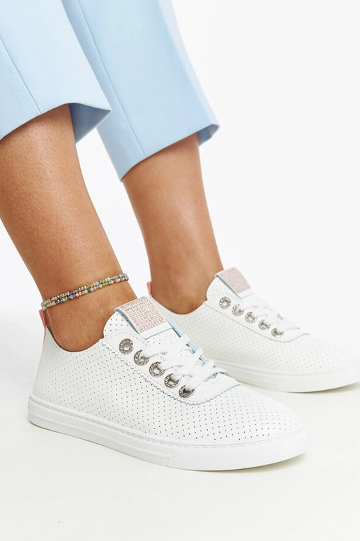 Białe trampki eko-skórzane Anbarin