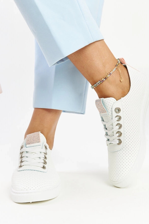 Białe trampki eko-skórzane Anbarin