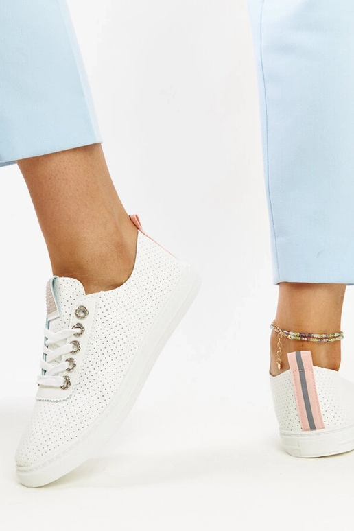 Białe trampki eko-skórzane Anbarin