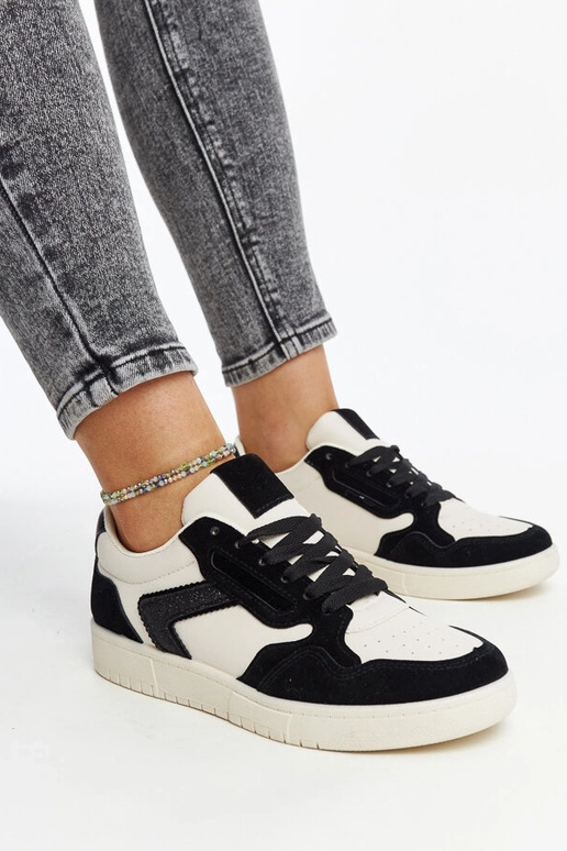 Biało-czarne sneakersy z brokatem Juwan