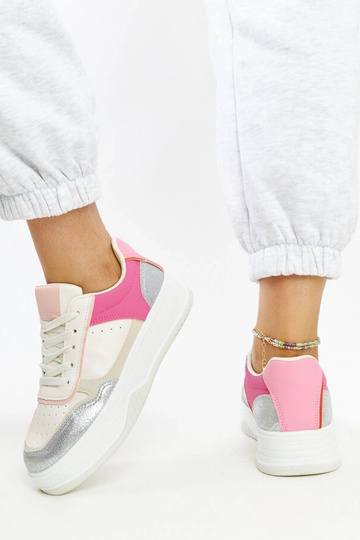 Biało-różowe sneakersy na grubszej podeszwie Rumai 2
