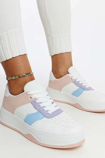 Biało-różowe sneakersy na grubszej podeszwie Rafida