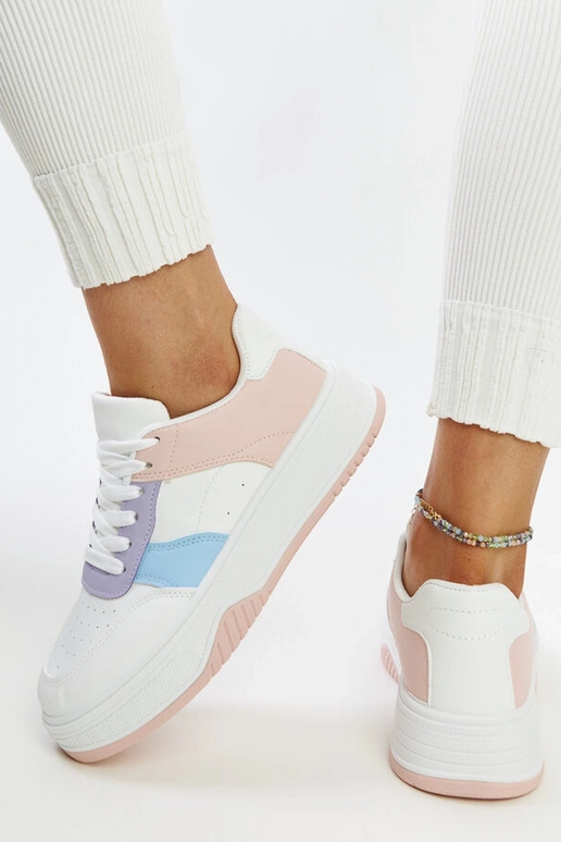 Biało-różowe sneakersy na grubszej...